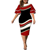 Women's Plus Size Vintage Midi Dress 4-Mar Sleeve Patchwork Floral Flared A-Line Cocktail Party Formal Dresses | Women's Work Dresses