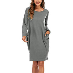 Achinel Womens T Shirt Dresses Baggy Long Sleeve Midi Dress Ladies Long Shirt Tunic Dress