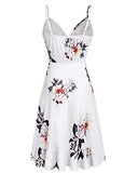 Womens Summer Floral Wrap V Neck Adjustable Spaghetti Casual Ruffle Dress