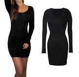 Womens Ladies Long Sleeve Style Bodycon Mini Stretch Dress Size 8 10 12 14 16 18