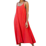 Women's Dress Sweet & Cute Dress Ladies Cold Shoulder Casual Solid O-Neck Loose Sleeveless Tank Tops Dress Fancy Cocktail Dress Party Dress Maxi A-line Dress