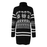 Ladies Casual O-Neck Classic Long Sleeve Snowflake Print Loose Sweater Dress for Special Occasions Party Cocktail Dress Summer Casual Dresses UK Size | Women's Work Dresses