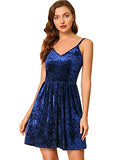 Women's Sleeveless V Neck Party A-Line Cami Skater Velvet Dress