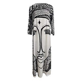 Ladies Casual Boho Print Dress V-Neck Big Half Sleeve Maxi Dress Bodycon Dress Office Wear for Casual Club Cocktail Evening Gowns Work UK Size 8-26 | Women's Work Dresses