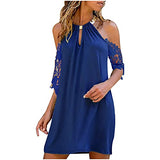 O-Neck Summer Dress for Women Sexy Cold Lace Short Sleeve Sundress Keyhole Beach Dress Casual Midi Dress | Original Brand