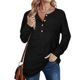 Sweater for Women Loose Henley Button Down Pullover Sweatshirts Long Sleeve Shirt Tops