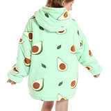 Wearable Sweatshirt Hoodie UK Comfy Fluffy Avocado Hoodies for Women Men Adults Kids,  Oversized Double Fleece Plush Hoodie with Big Pocket for Birthday Gifts