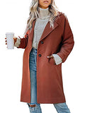 Bbalizko Womens Notch Lapel Cotton Blend Coat Winter Single Breasted Mid-Long Trench Pea Coat Overcoat with Pockets