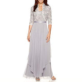 Womens Sequin Lace Long Jacket Dress - Mother of The Bride Dress