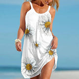 Sleeveless Dresses for Women Casual Loose Mini Dress Summer Floral Printed Tank Dress Hollow Out Beach Sundress | Original Brand