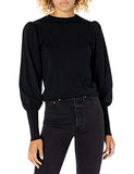 Pleated Shoulder Balloon-Sleeve Crewneck Sweater | Women's Sweaters