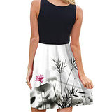 Women Dresses Sale Promotion Clearance Ladies Casual O-Neck Sleeveless Ruffle Low-Cut Slit Solid Sling Dress UK Size Party Elegant Dress | Women's Work Dresses