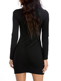 Women's Sexy Bodycon Long Sleeves Criss Cross Cut Out Club Mini Dress