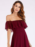 Womens Off The Shoulder Ruffle Party Dresses Side Split Beach Maxi Dress  - Sara Clothes