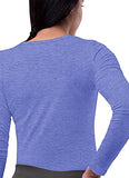 Heather Royal Blue Scrubs for Ladies - Long Sleeve Comfort Underscrub Tee - SIVVAN Womens Fall Fashion | Women's Tops and Blouses