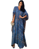 Women Long Tunic Dress Kaftan Maxi Dress Batwing 4-Mar Sleeve Plus Size Summer Dress