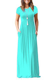 Nile Blue Casual Short/Long Sleeve Maxi Dress with Pockets - HAOMEILI | Women's Casual Dresses