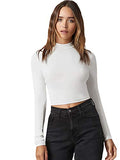 Women's Basic Mock Neck Long Sleeve Fitted Crop T Shirt Top | Women's Tops and Blouses