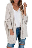 Women's Fuzzy Popcorn Batwing Sleeve Cardigan Knit Oversized Sherpa Sweater Coat | Women's Sweaters