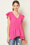 Women's Riki Ruffle Sleeve V-Neck Top | Original Brand | Women's Tops and Blouses