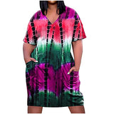 Ladies Plus Size Casual Short Sleeve V-Neck Pockets Ladies Loose Dress Bodycon Dress Office Wear for Casual Club Cocktail Evening Gowns Work UK Size 8-26 | Women's Work Dresses