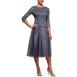 Blue Smoke Women's Long Evening Gown With Sequin Lace Bodice Tea Length Sequin Mock Dress | Women's Formal Dresses