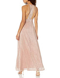 Women's Sleeveless High Neck Metallic Knit Gown Formal Dress | Original Brand | Women's Cocktail Dresses