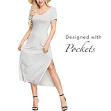 Women's Short Sleeve T-Shirt Long Pockets,  Maxi Dresses Stretch Rayon Spandex Summer Clothes | Original Brand
