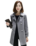 Ylingjun Womens Double Breasted Wool Jackets Casual Classic Fit Pea Coat Outwear