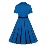 Women's Cotton Pleated Lapel Button up Shirt Vintage Office Dress | Original Brand | Women's Cocktail Dresses
