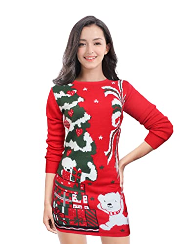 v28 Varied Ugly Christmas Sweater for Women Funny Reindeer Knit Sweaters Dress