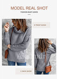 Aleumdr Womens Casual Winter Cozy Warm Turtleneck Long Sleeves Solid Printed Chunky Knit Pullover Sweater Jumper Grey Small | Women's Sweaters