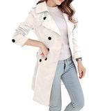 NANJUN Women's Double-Breasted Trench Coat Classic Lapel Overcoat Slim Outerwear Waterproof Coat with Belt Buckle