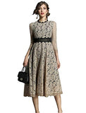 Women's Formal Lace Party Dress Half Sleeves Slim Waist Mid Calf Lace Midi Evening Dress