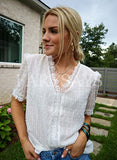 Womens Summer Lace Tops Short Sleeve V Neck Polka Dot Blouses Shirts | Women's Tops and Blouses