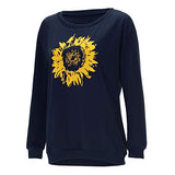 Womens Sweatshirt,  Plus Size Long Sleeve T Shirt Women Sun Flower Print Off-The-Shoulder Casual Hoodie for Ladies | Original Brand