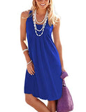 Women's Casual Summer Tank Sleeveless Knee Length Pleated Sun Dresses with Pockets