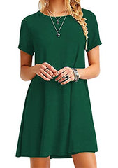 OMZIN Women Short Sleeve Loose Casual T-Shirt Tops Dress Plus Size XS-4XL US 4-18 | Women's Casual Dresses