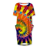 Women's Dress Casual T Shirt Short Sleeve Long Dresses Printed African Flower Dress with Loose Pockets | Original Brand