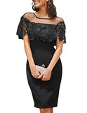 Women's Elegant Cocktail Party Batwing Cape Dresses Vintage Bodycon Midi Wedding Guest Formal Overlay Dresses