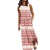Women's Geometric Print Maxi Dress Tank Top Slit Dress Summer Long Dresses | Original Brand