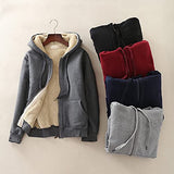 Ladies Casual Winter Warm Thick Fleece Full Zip Up Hoodie Sweatshirt for Women