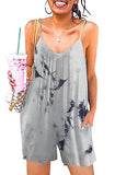 Tie Dye A Short Casual Sleeveless Strap Loose Adjustable Jumpsuits Stretchy Long Pants Romper with Pockets - SNUGWIND | Women's Romper & Jumper Suit