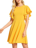 Yellow Women's Stretchy A Line Swing Flared Skater Cocktail Party Dress - Romwe | Women's Cocktail Dresses