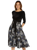 Women's Velvet and Jacquard Midi Dress