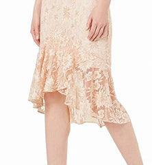 Women's Sleeveless Lace Sheath With Flounce-skirt Hem