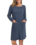 Women Long Sleeve Casual T-Shirt Dresses Midi Dress with Pockets | Women's Midi Dresses
