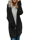 Womens Soft Open Front Fuzzy Cardigans Loose Popcorn Long Sweater Knit Coat Outwear with Pockets | Women's Cardigan