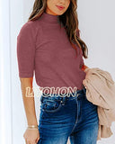 LIYOHON Womens Tops Dressy Casual Fall Cute Tops Mock Turtleneck Business White T Shirts Plum-M | Women's Casual Dresses