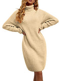 Sounity Women's Turtleneck Long Sleeve Loose Oversize Knit Long Pullover Sweater Dress